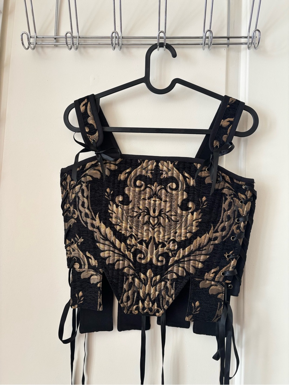 French Meadows Black and Gold Chenille Tabbed Tudor Stays
